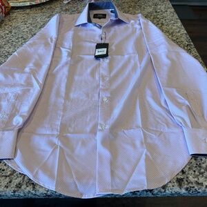 NWT WRK NY Slim Fit Performance Dress Shirt Zig Zag Lilac - Size 15